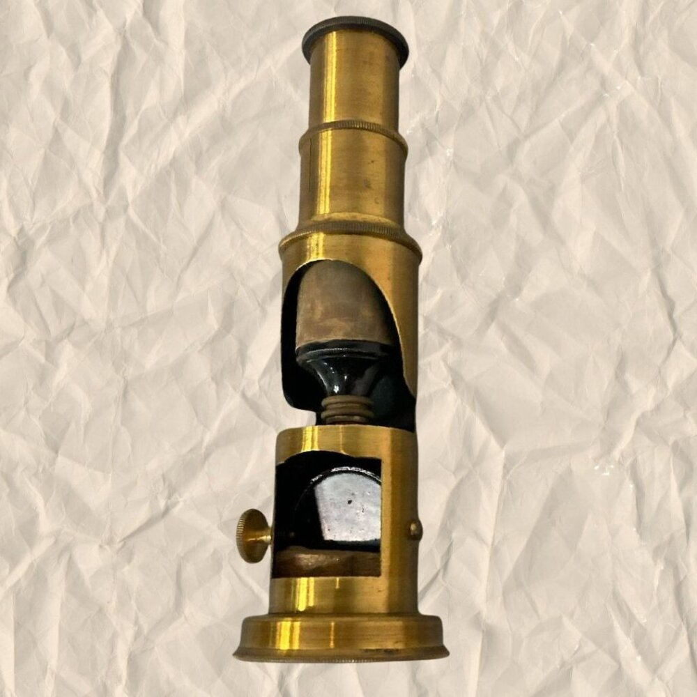 ORIGINAL AUTHENTIC ANTIQUE BRASS DRUM MICROSCOPE